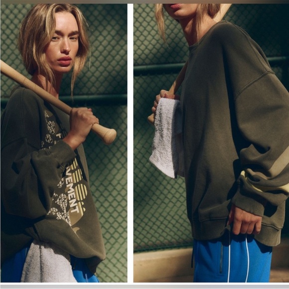 Free people Movement All Star Logo Pullover Size small NWOT oversized - Picture 3 of 8